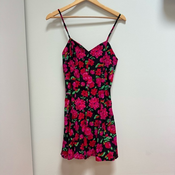 Rampage Vintage Floral Romper Black and Pink Size 7 - Picture 1 of 8